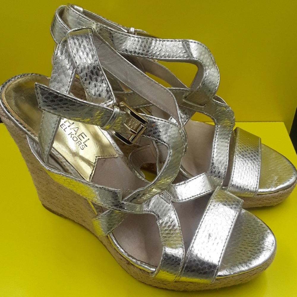 Michael Kors gold wedges